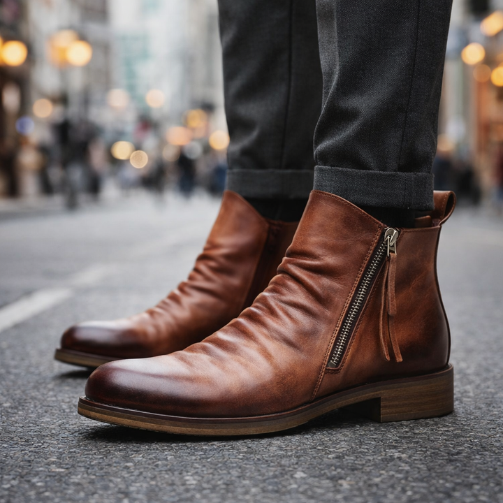 Roger Zip Leather Boots