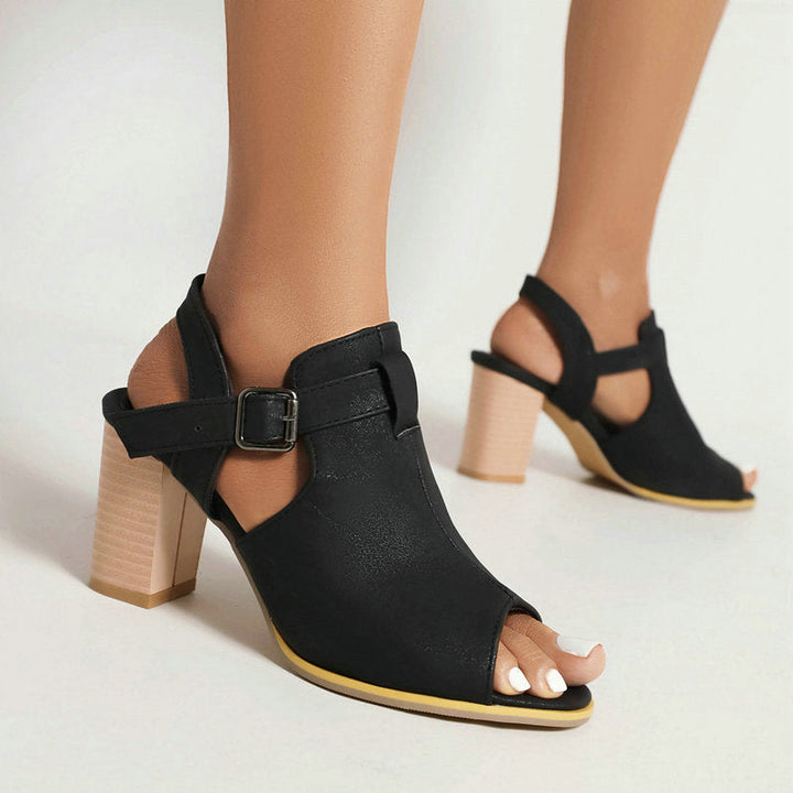 Elvona Buckle Block Heels