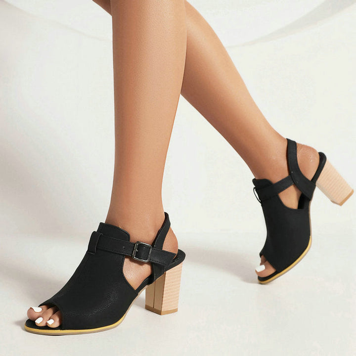 Elvona Buckle Block Heels