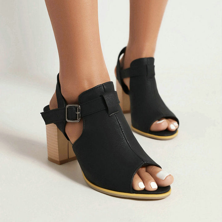 Elvona Buckle Block Heels