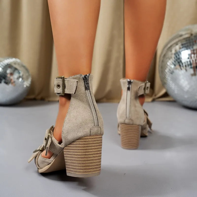 Elvara Buckle Block Heels