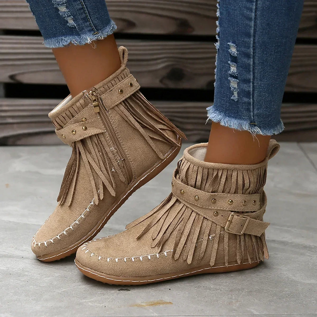 Zavira Fringe Ankle Boots