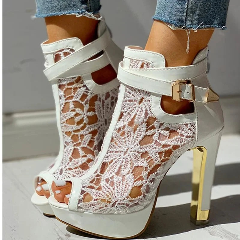 Alvera Lace Platform Heels