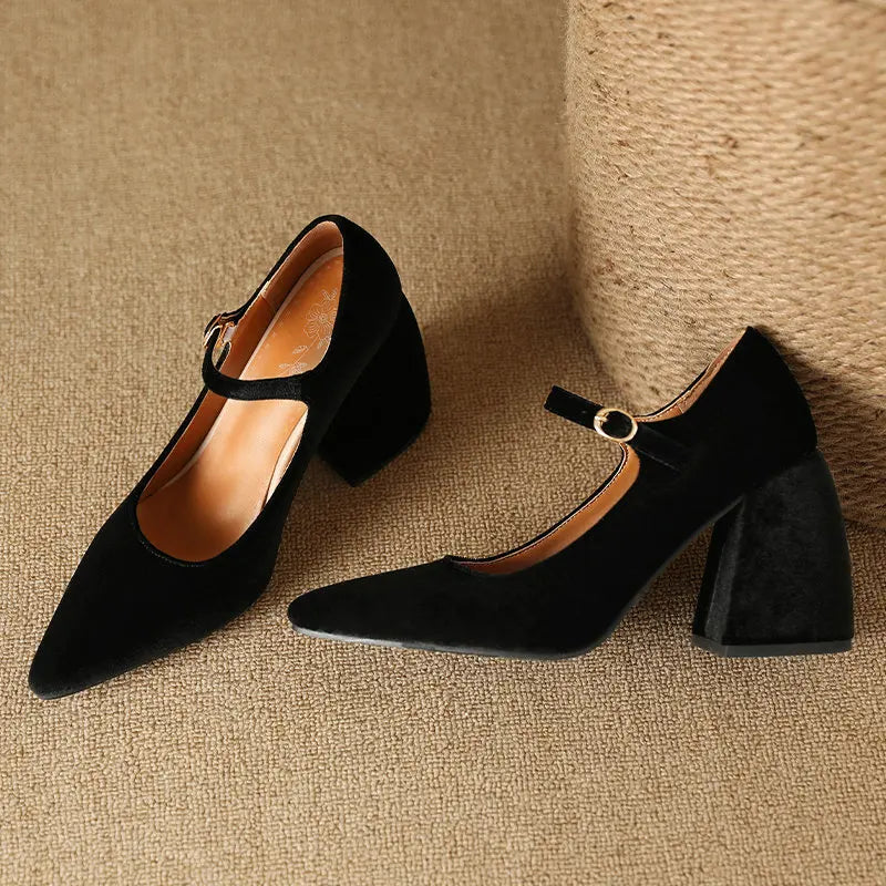 Verena Velvet Strap Heels