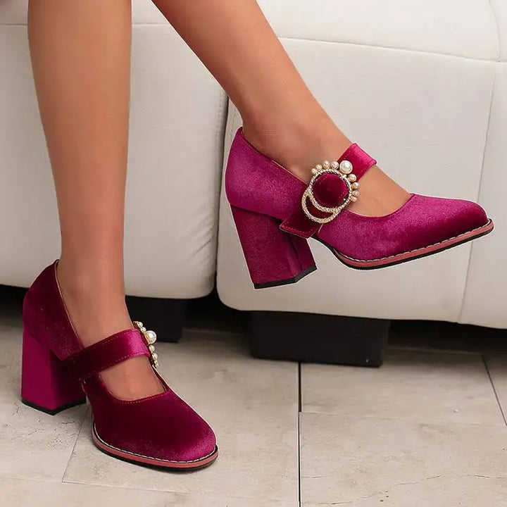 Maribel Pearl Block Heels