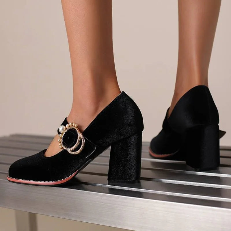 Maribel Pearl Block Heels