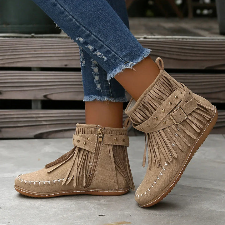 Zavira Fringe Ankle Boots