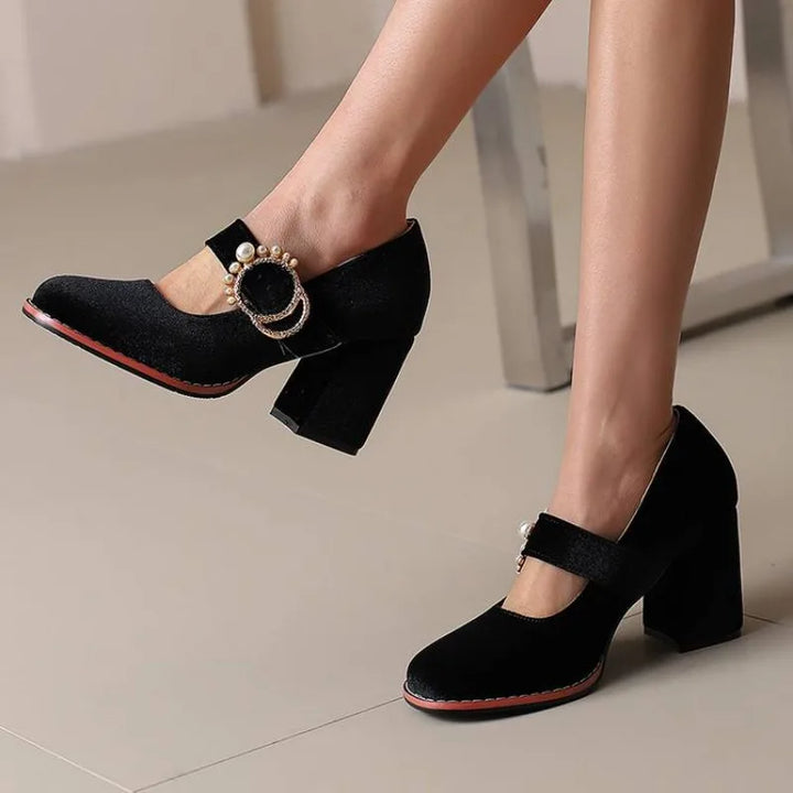Maribel Pearl Block Heels