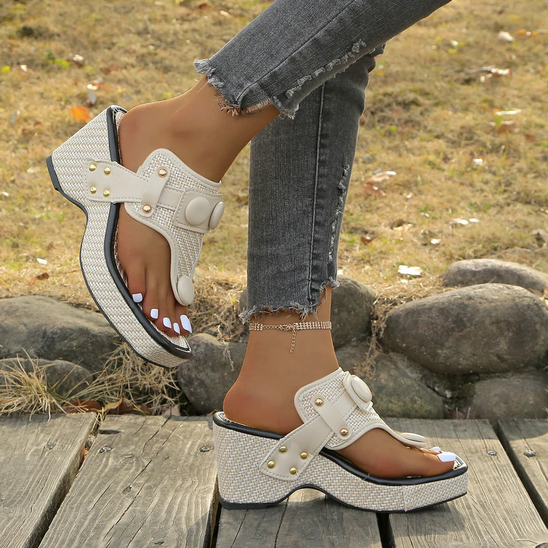 Aurelia Woven Wedge Slides