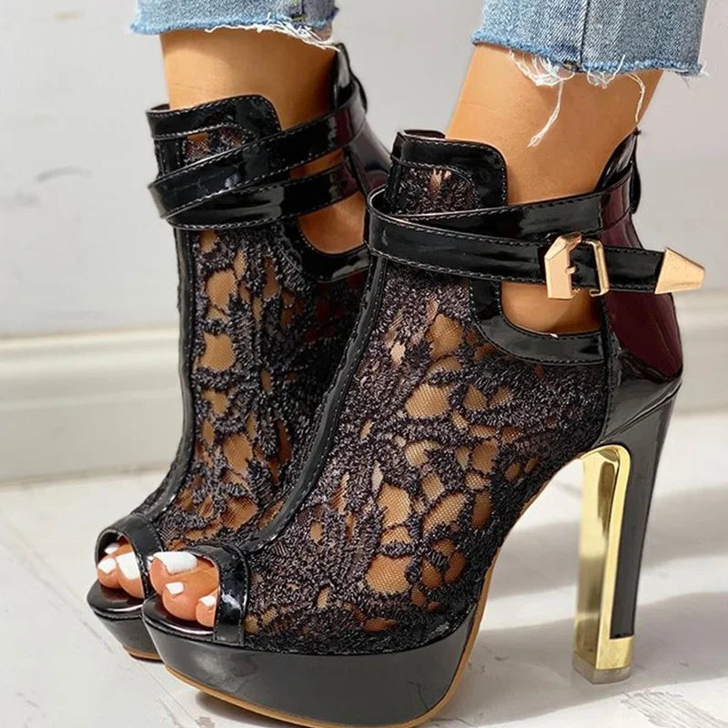 Alvera Lace Platform Heels