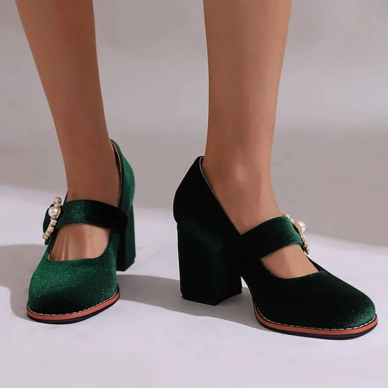 Maribel Pearl Block Heels
