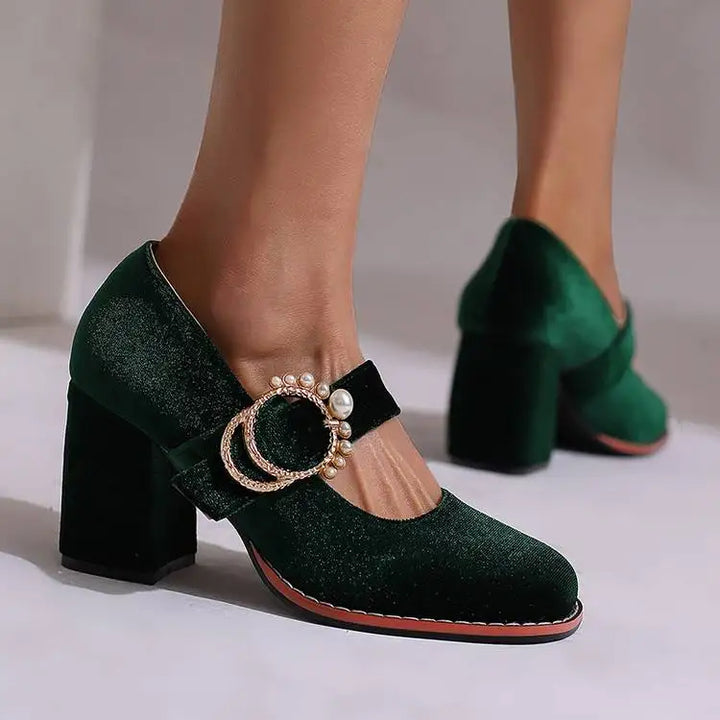 Maribel Pearl Block Heels