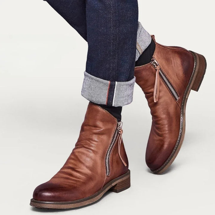 Roger Zip Leather Boots