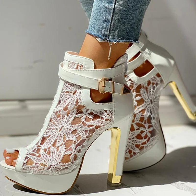 Alvera Lace Platform Heels