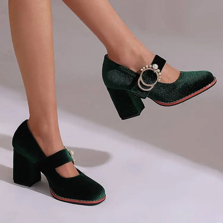 Maribel Pearl Block Heels