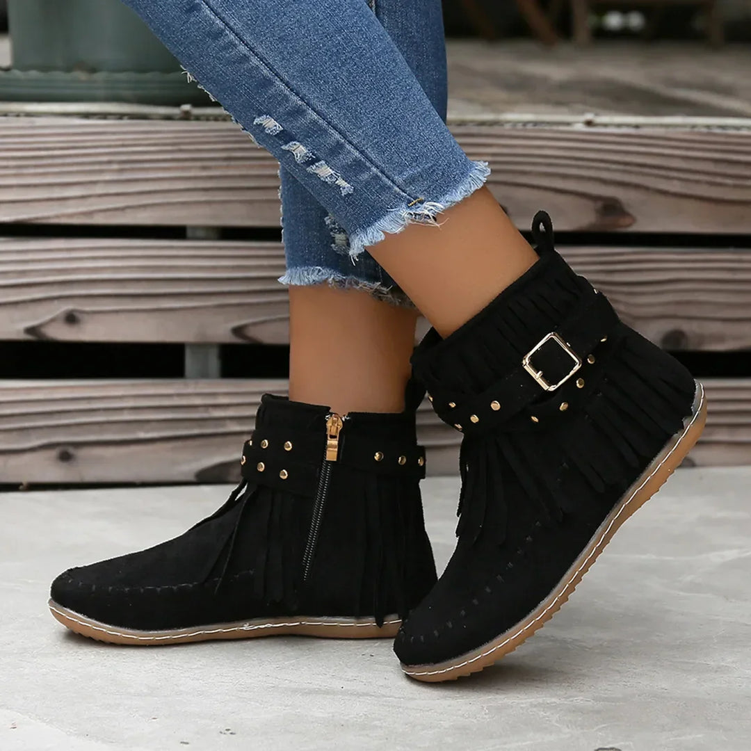 Zavira Fringe Ankle Boots