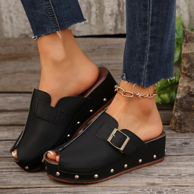 Elvara Studded Clog Slides