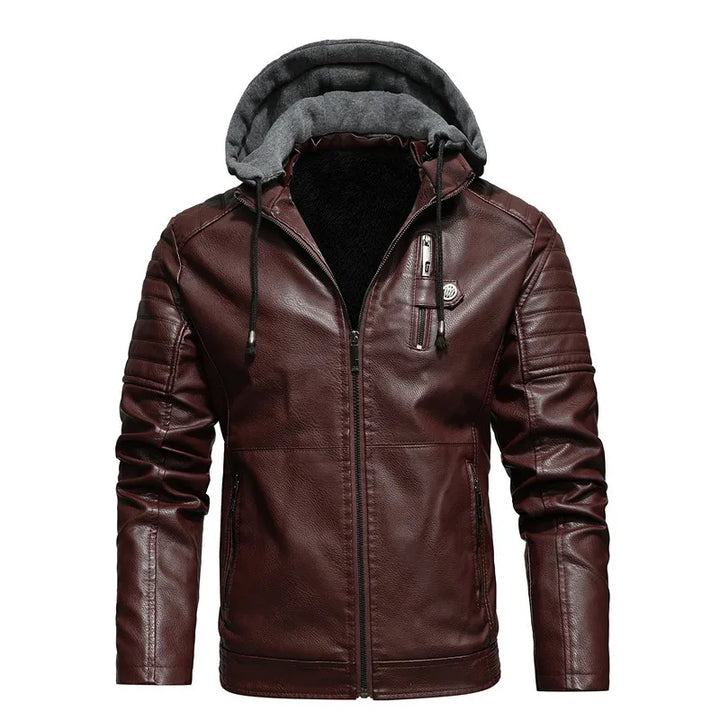 Riven Hooded Leather Jacket