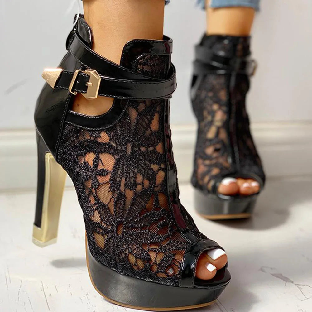 Alvera Lace Platform Heels
