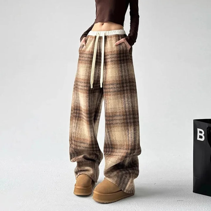 Bravello Plaid Wool Trousers
