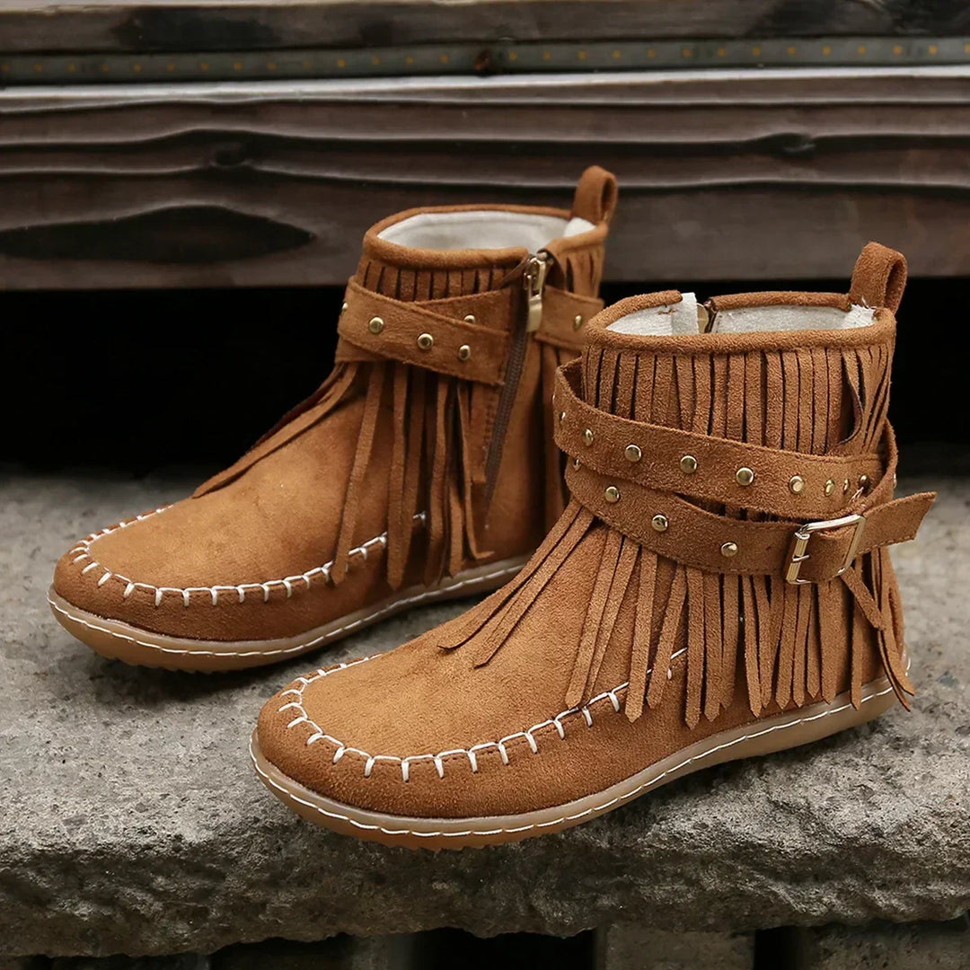Zavira Fringe Ankle Boots
