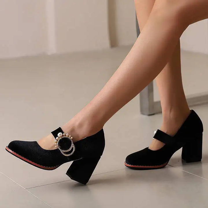 Maribel Pearl Block Heels