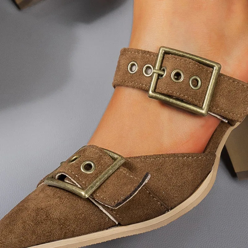 Elvara Buckle Block Heels