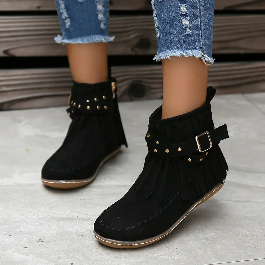 Zavira Fringe Ankle Boots