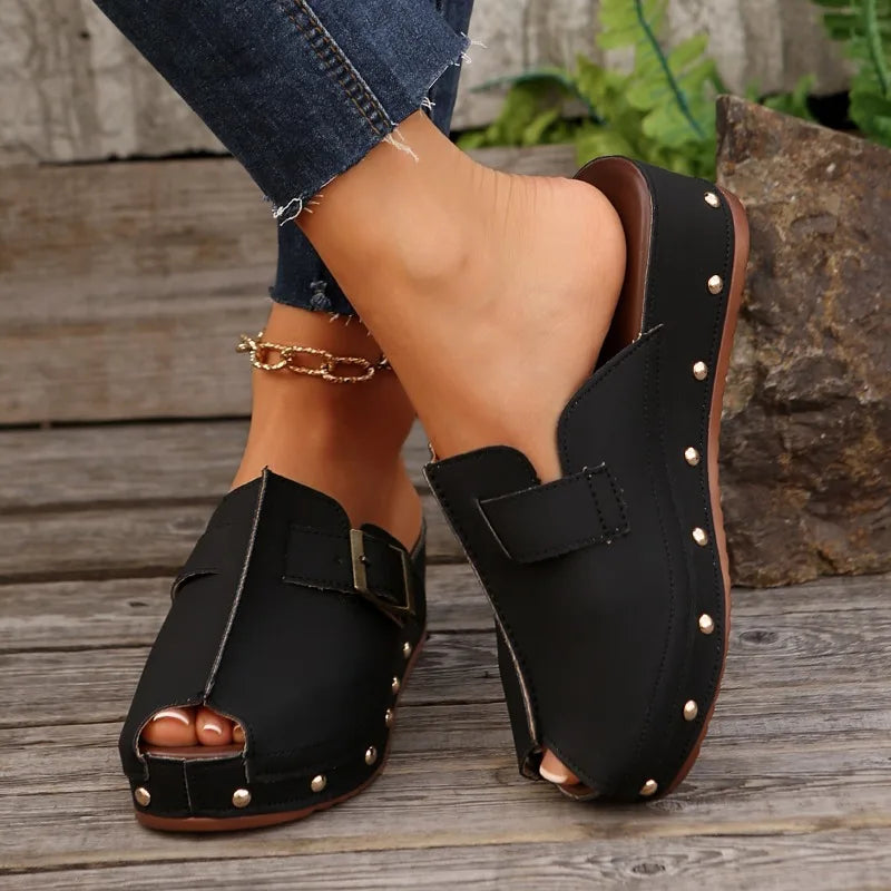 Elvara Studded Clog Slides