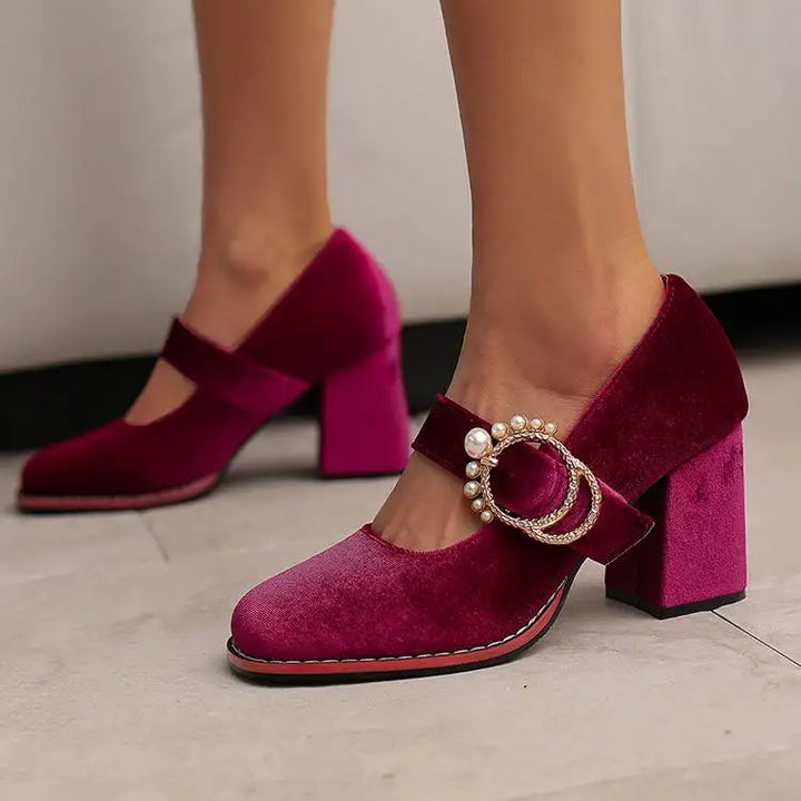 Maribel Pearl Block Heels