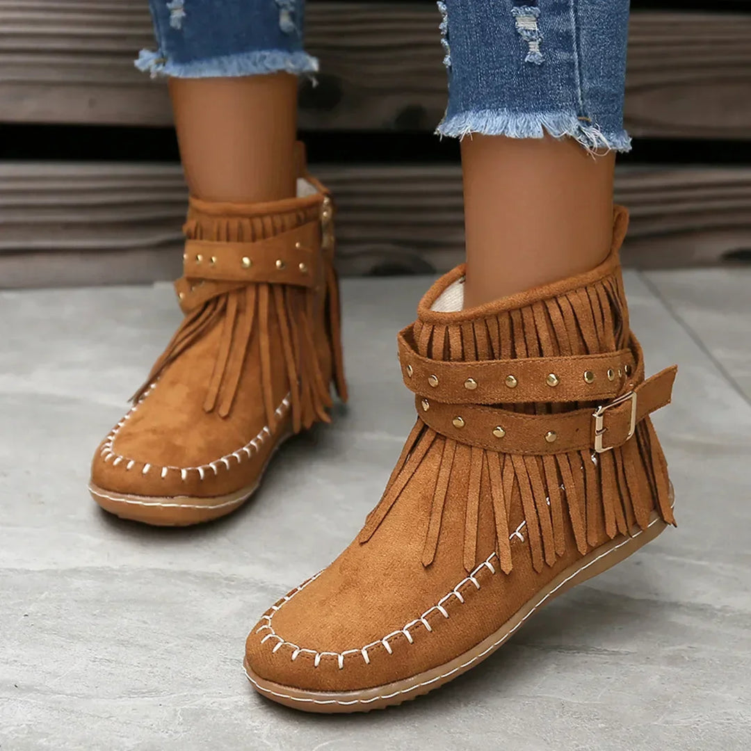 Zavira Fringe Ankle Boots