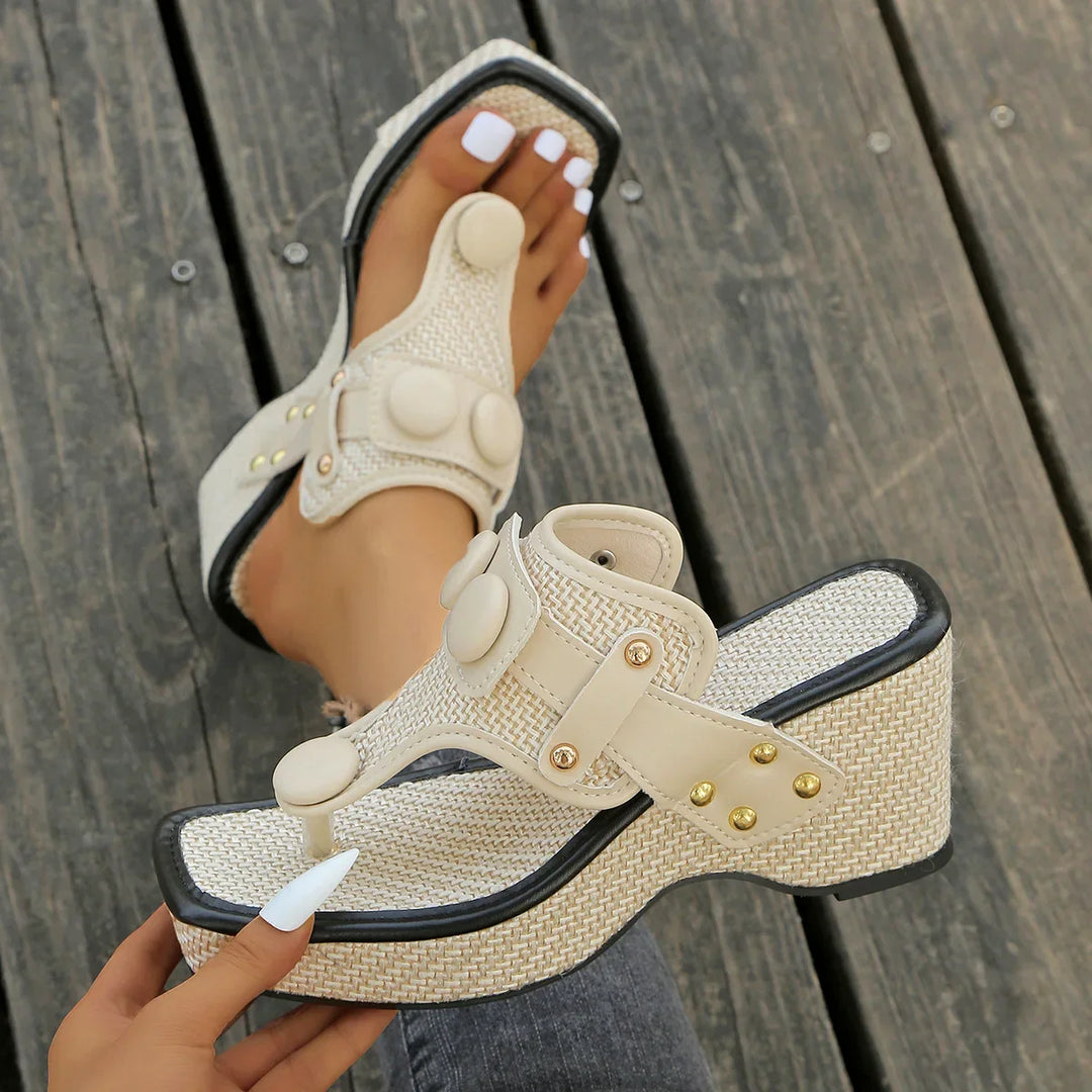 Aurelia Woven Wedge Slides